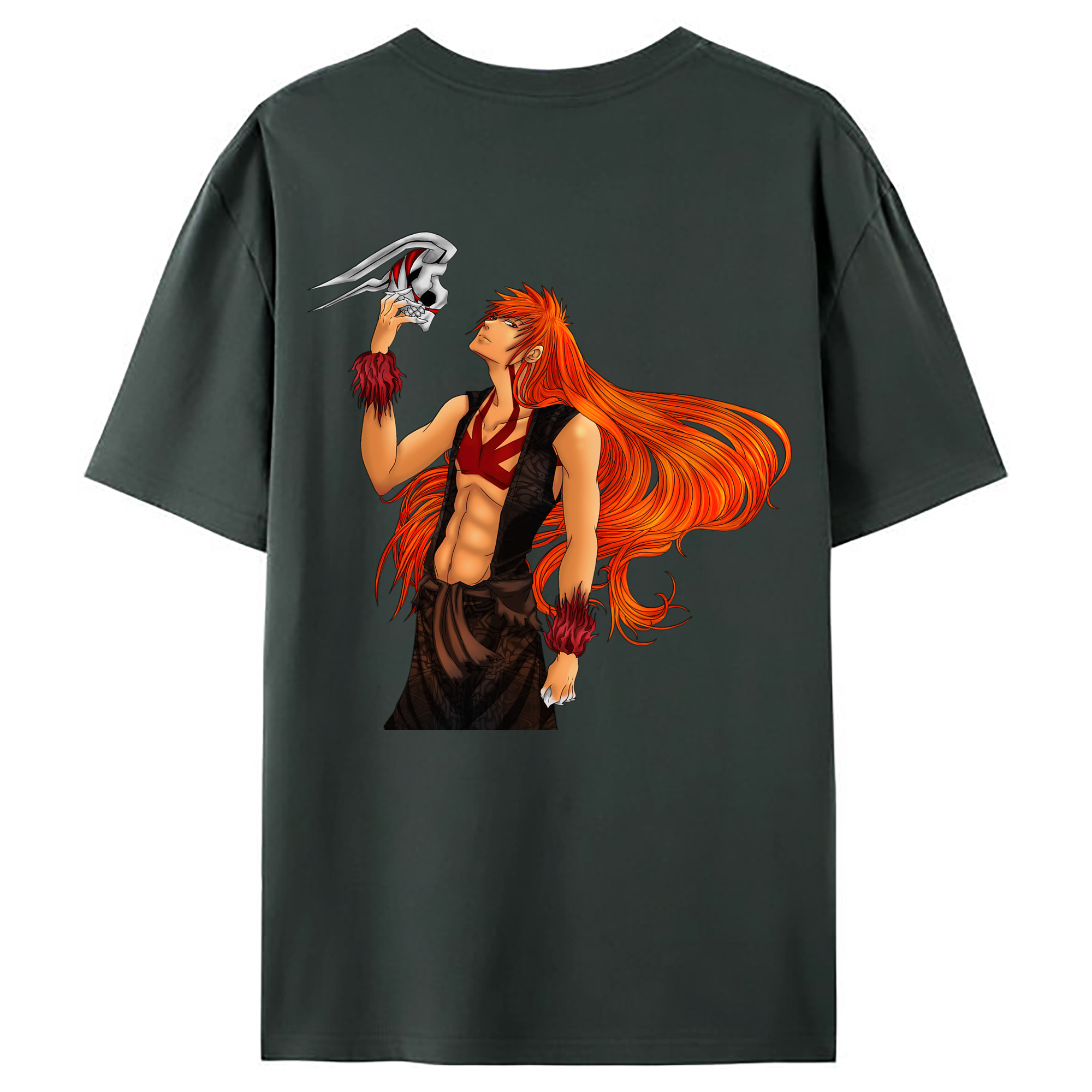 （画像用） ブリーチ 黒崎一護（くろさき いちご）BLEACH Kurosaki Ichigo 綿100％ メンズ半袖Tシャツ（バックプリント） 通気性